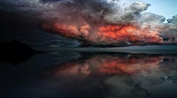 grey and red clouds